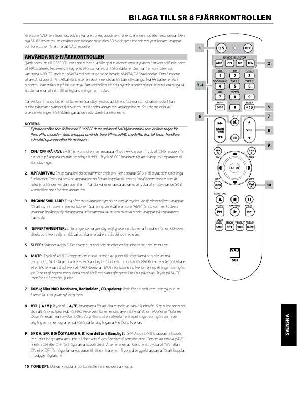 Mode d'emploi NAD SR 8