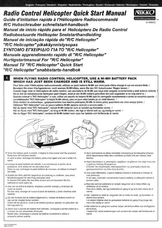 Mode d'emploi NIKKO RADIO CONTROL HELICOPTER