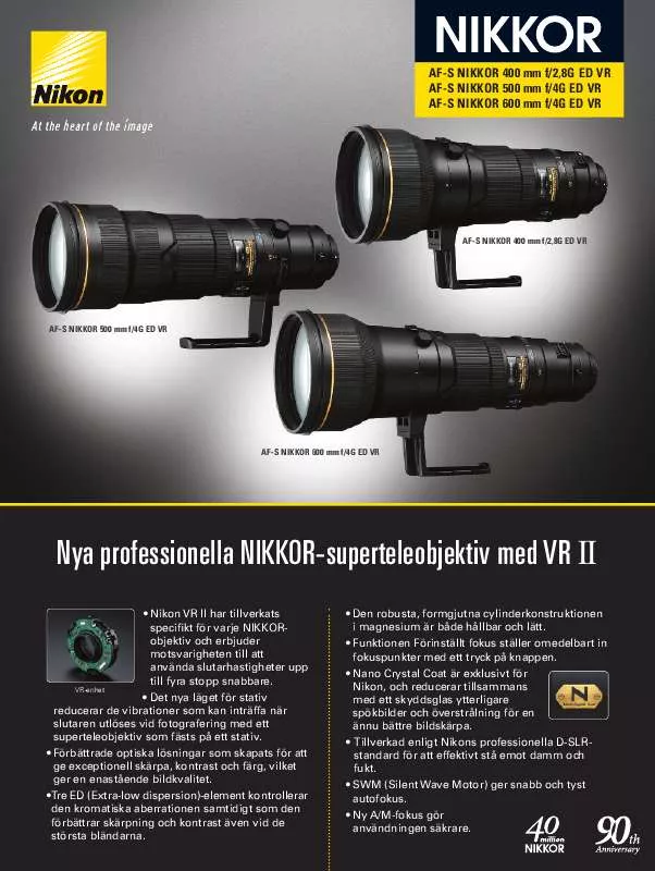 Mode d'emploi NIKON 600MM F4G ED VR AF-S NIKKOR