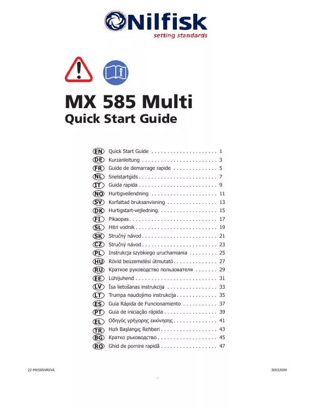 Mode d'emploi NILFISK MX585 MULTI