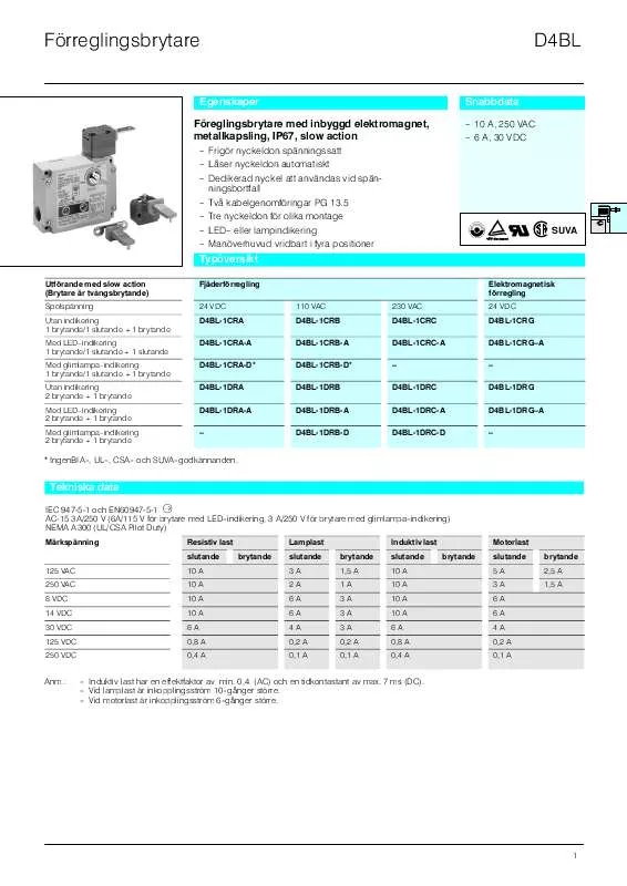 Mode d'emploi OMRON D4BL