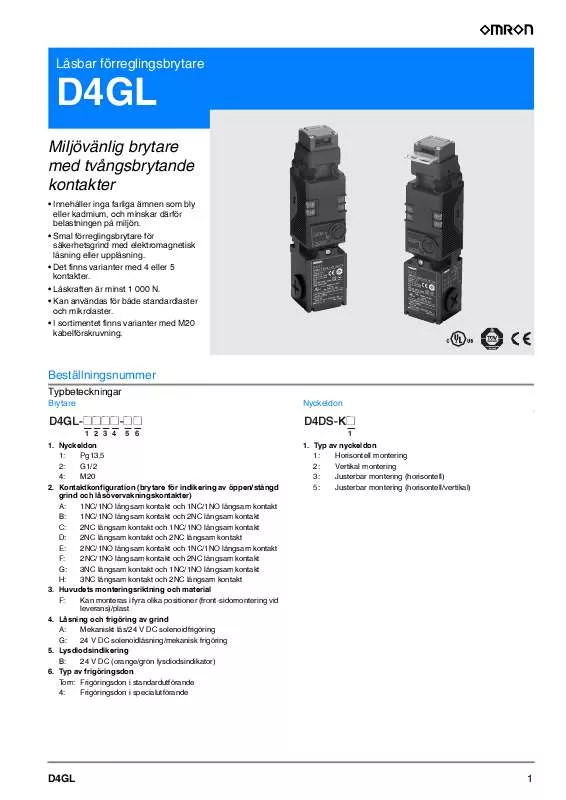 Mode d'emploi OMRON D4GL