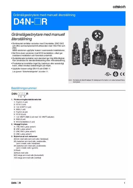 Mode d'emploi OMRON D4N-R