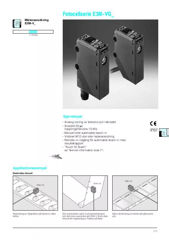 Mode d'emploi OMRON E3M-VG