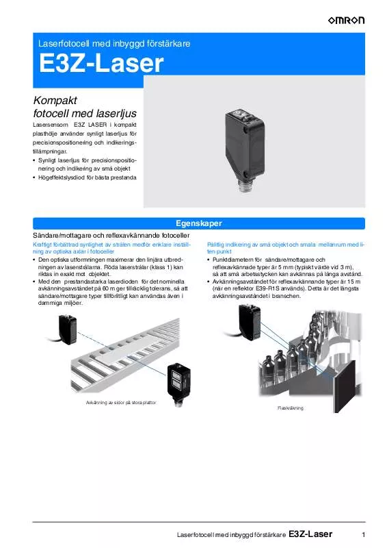 Mode d'emploi OMRON E3Z-LASER