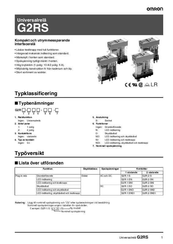 Mode d'emploi OMRON G2RS