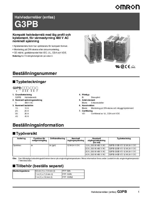 Mode d'emploi OMRON G3PB