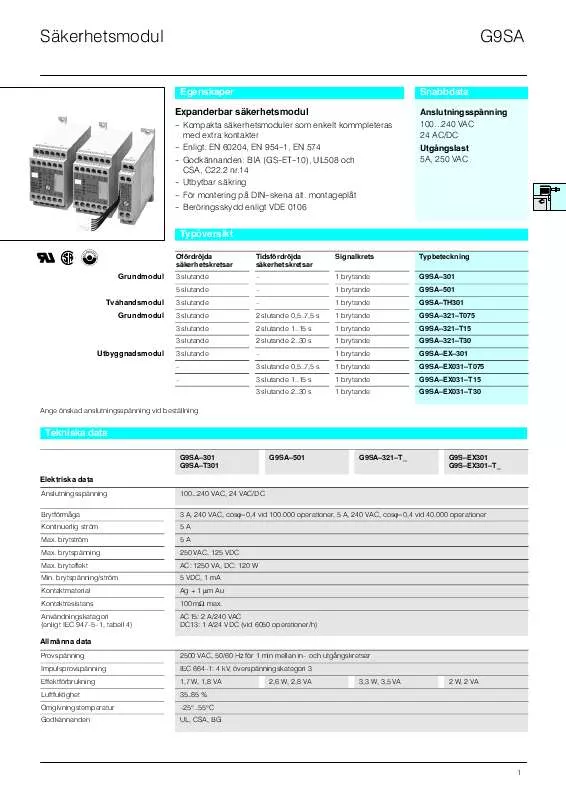 Mode d'emploi OMRON G9SA