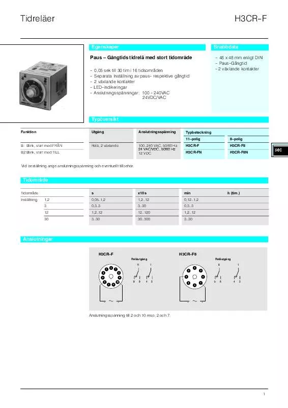 Mode d'emploi OMRON H3CR-F