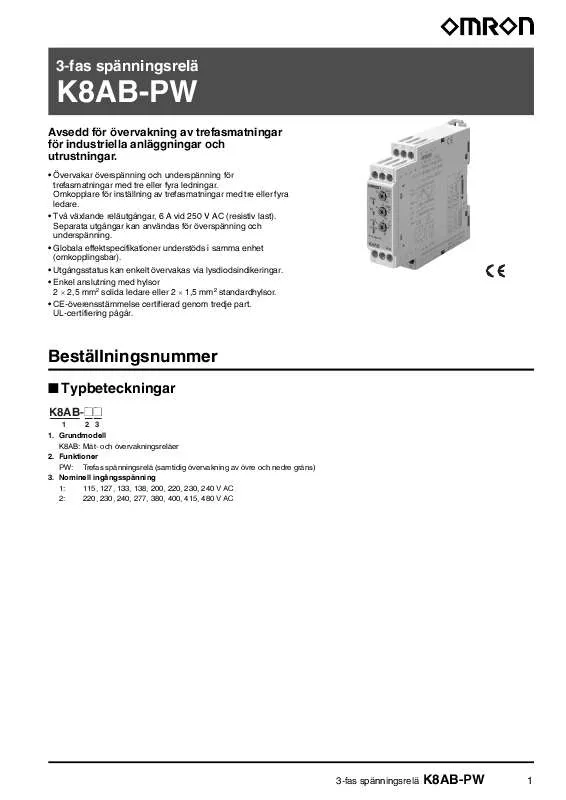 Mode d'emploi OMRON K8AB-PW