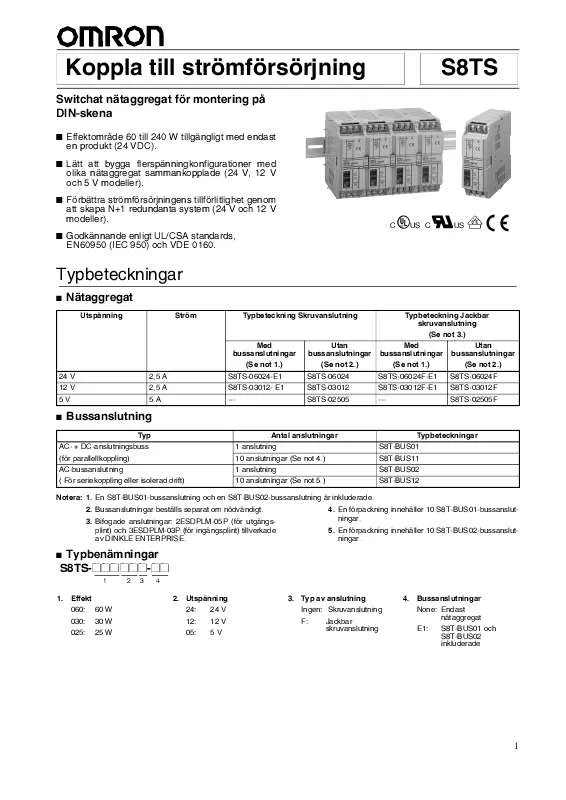 Mode d'emploi OMRON S8TS