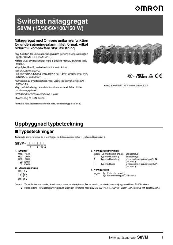 Mode d'emploi OMRON S8VM