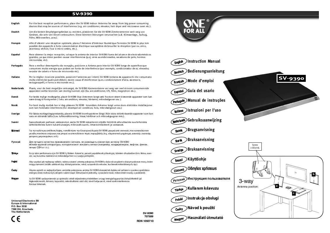 Mode d'emploi ONE FOR ALL SV-9390