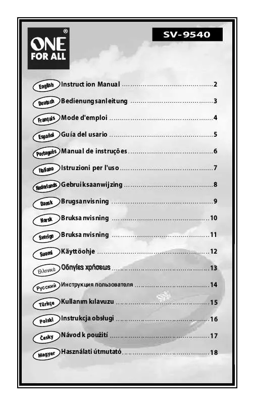 Mode d'emploi ONE FOR ALL SV-9540