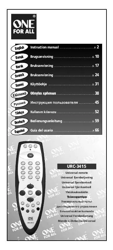 Mode d'emploi ONEFORALL URC 3415