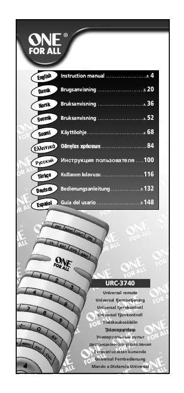 Mode d'emploi ONEFORALL URC 3740