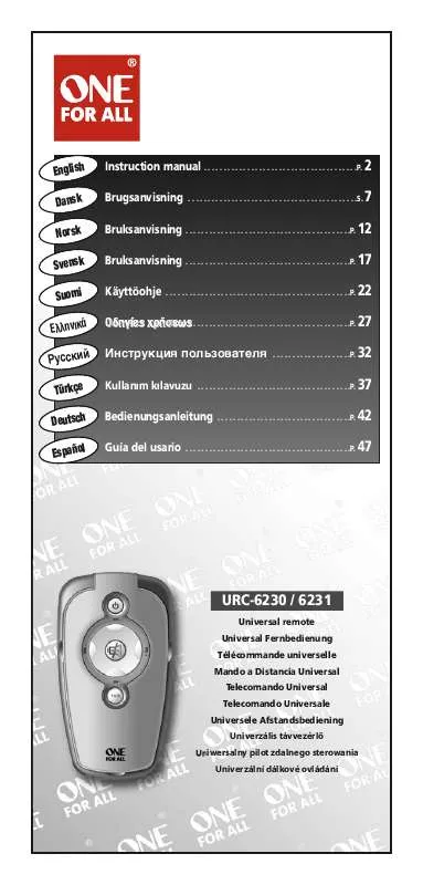 Mode d'emploi ONEFORALL URC 6230