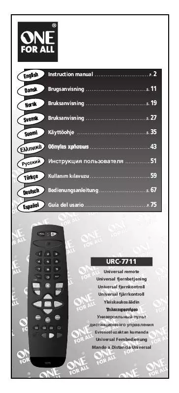 Mode d'emploi ONEFORALL URC 7711