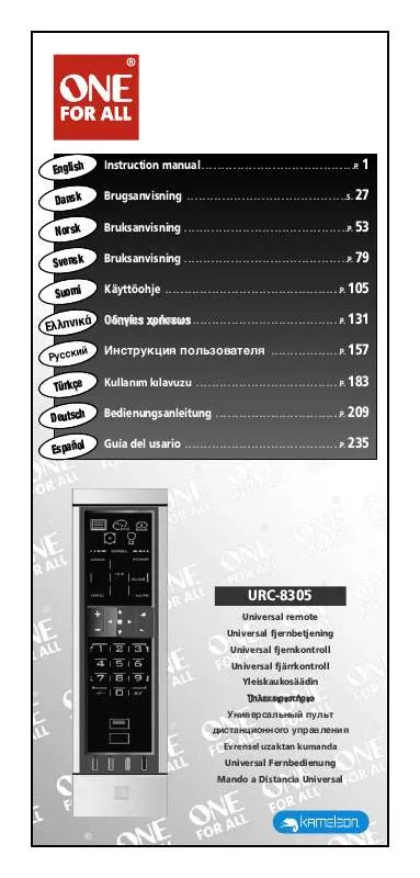 Mode d'emploi ONEFORALL URC 8305