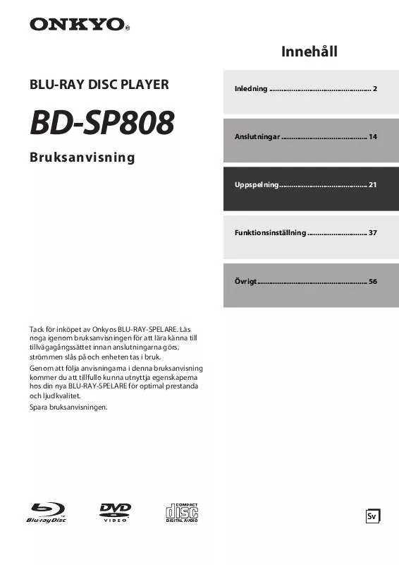 Mode d'emploi ONKYO BD-SP808