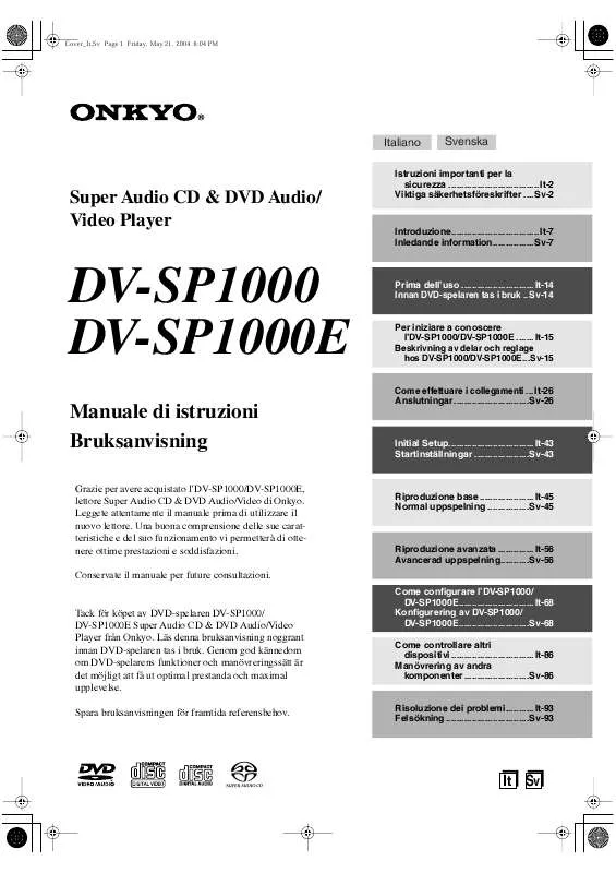 Mode d'emploi ONKYO DV-SP1000E