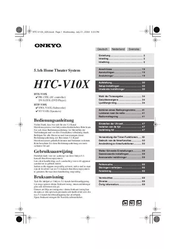 Mode d'emploi ONKYO HTC-V10X