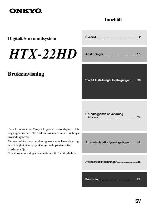 Mode d'emploi ONKYO HTX-22HD