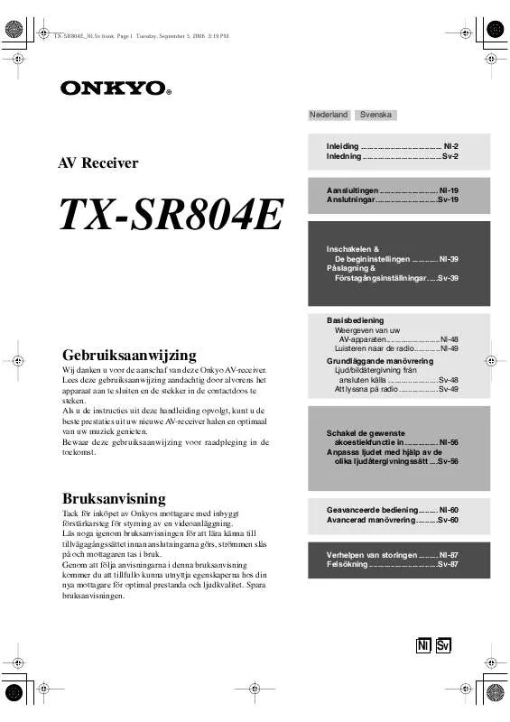 Mode d'emploi ONKYO TX-804E