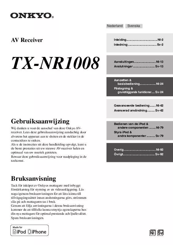 Mode d'emploi ONKYO TX-NR1008