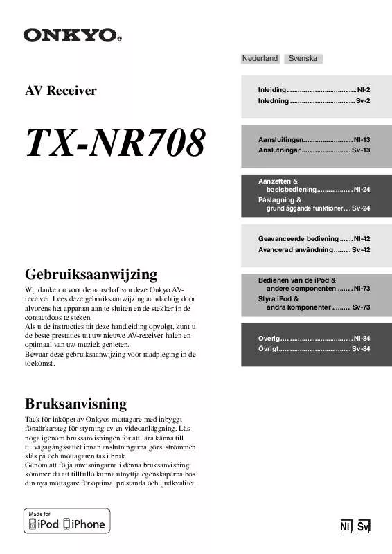 Mode d'emploi ONKYO TX-NR708