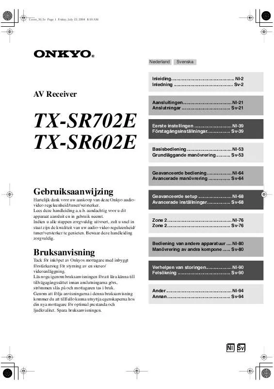 Mode d'emploi ONKYO TX-SR602