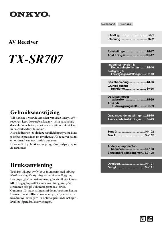 Mode d'emploi ONKYO TX-SR707