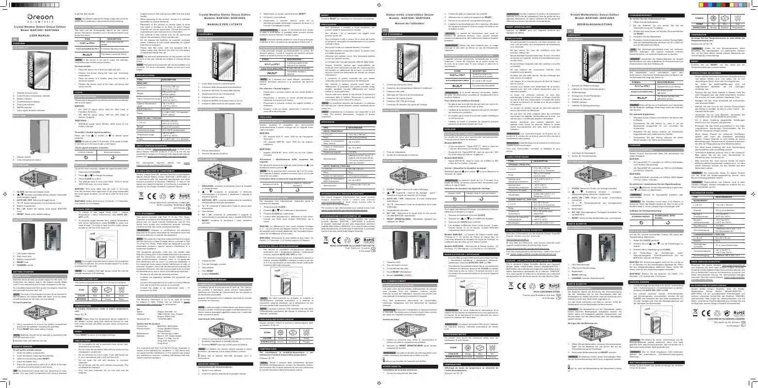 Mode d'emploi OREGON SCIENTIFIC BAR1000A
