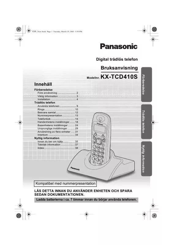 Mode d'emploi PANASONIC KXTCD410