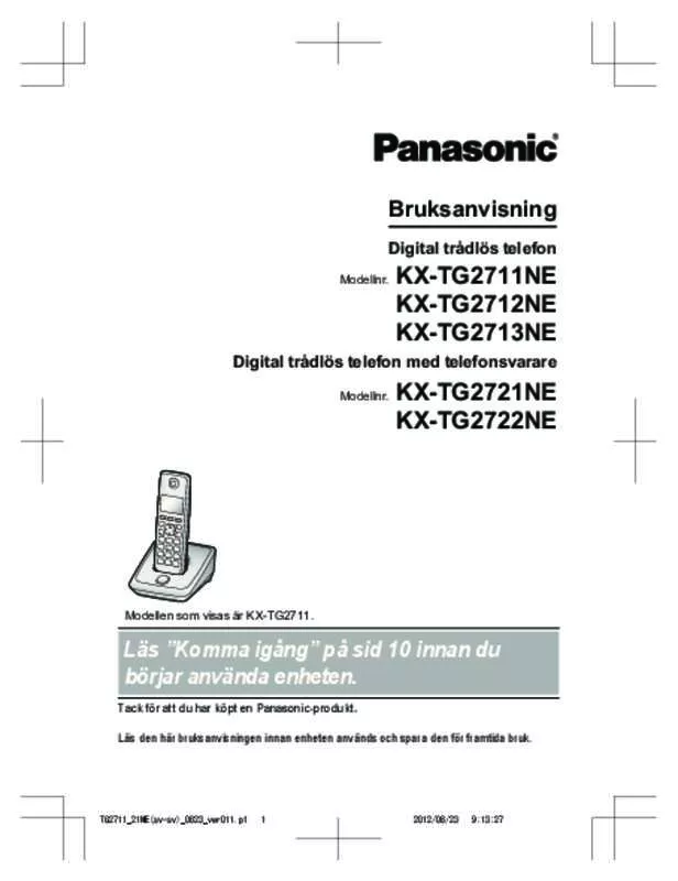 Mode d'emploi PANASONIC KX-TG2721NE