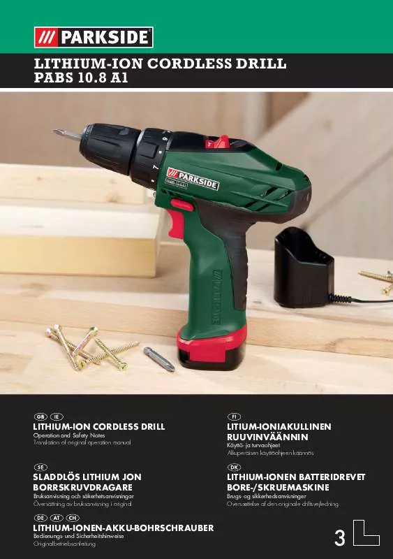 Mode d'emploi PARKSIDE PABS 10.8 A1 LITHIUM-ION CORDLESS DRILL