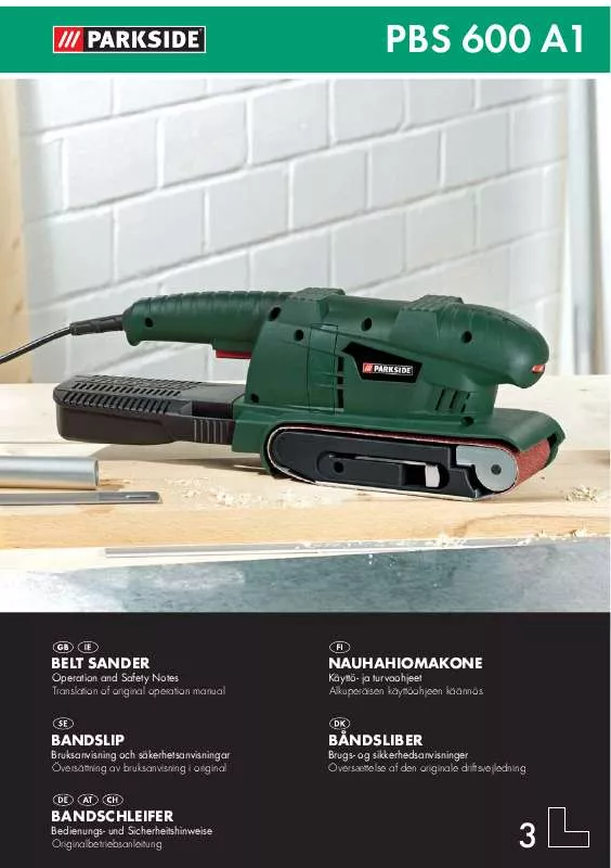 Mode d'emploi PARKSIDE PBS 600 A1 BELT SANDER