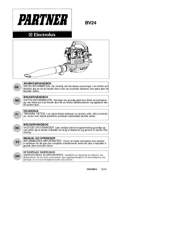 Mode d'emploi PARTNER BV24 BLOWER/VAC