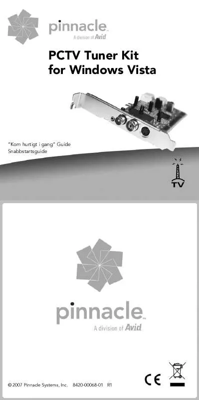 Mode d'emploi PINNACLE PCTV TUNER KIT 110IV