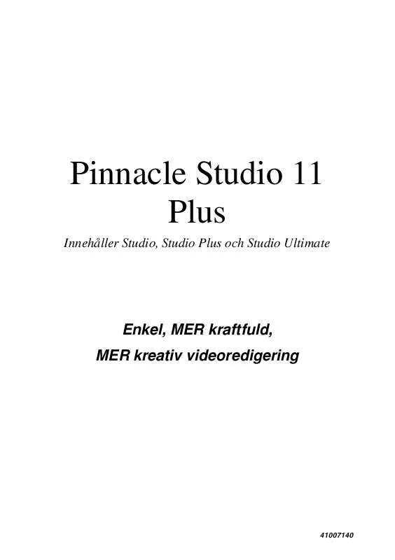 Mode d'emploi PINNACLE STUDIO 11