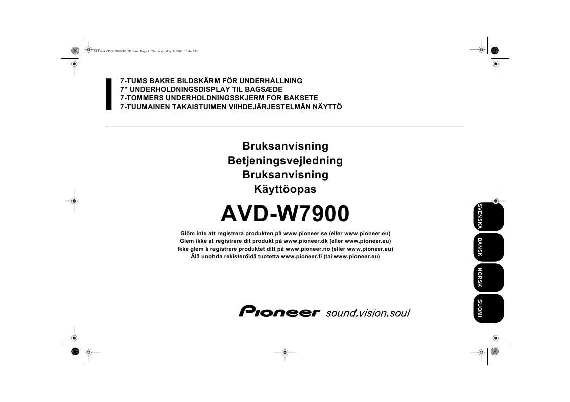 Mode d'emploi PIONEER AVD-W7900