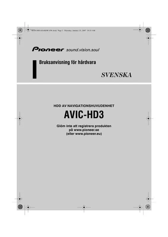 Mode d'emploi PIONEER AVIC-HD3