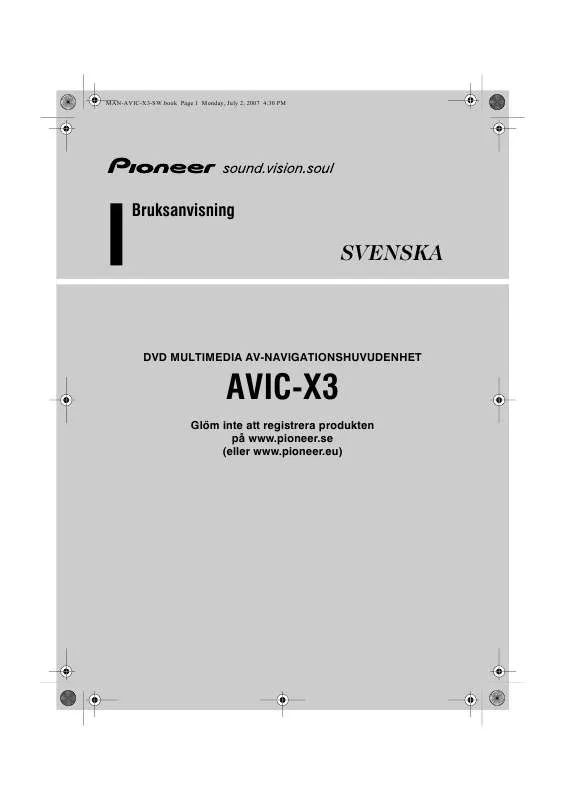 Mode d'emploi PIONEER AVIC-X3