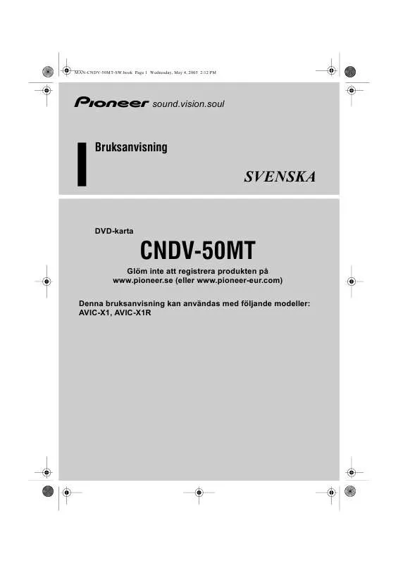 Mode d'emploi PIONEER CNDV-50MT (AVIC-X1, AVIC-X1R)