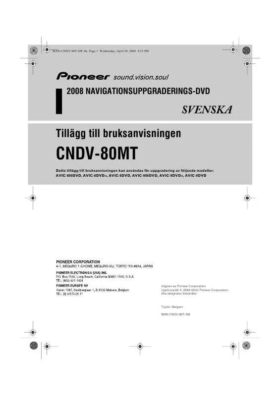 Mode d'emploi PIONEER CNDV-80MT