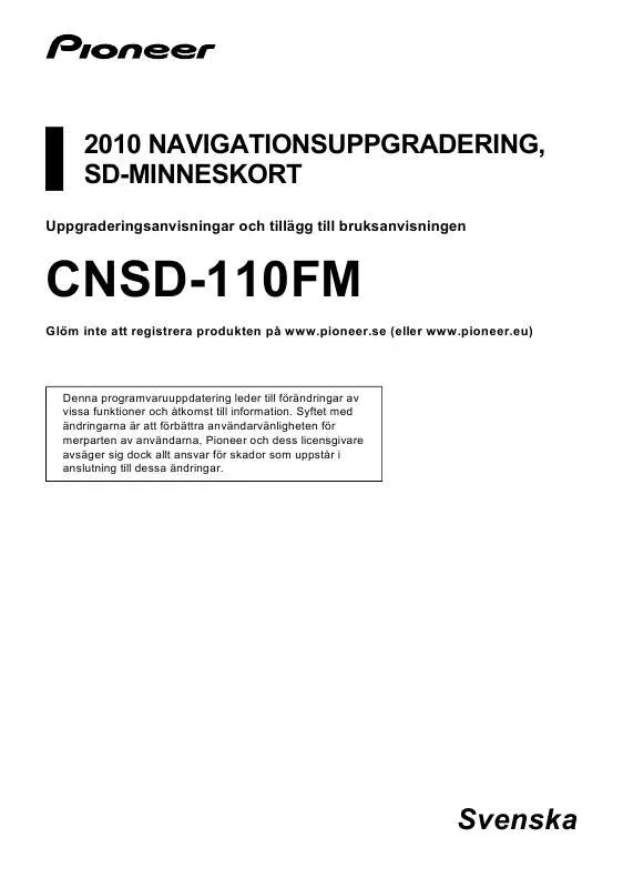 Mode d'emploi PIONEER CNSD-110FM