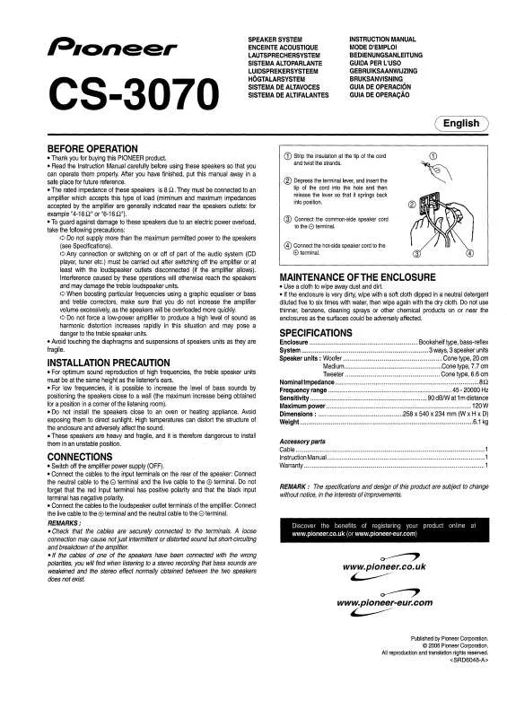 Mode d'emploi PIONEER CS-3070