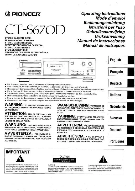 Mode d'emploi PIONEER CT-S670D