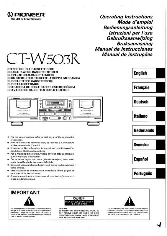 Mode d'emploi PIONEER CT-W503R