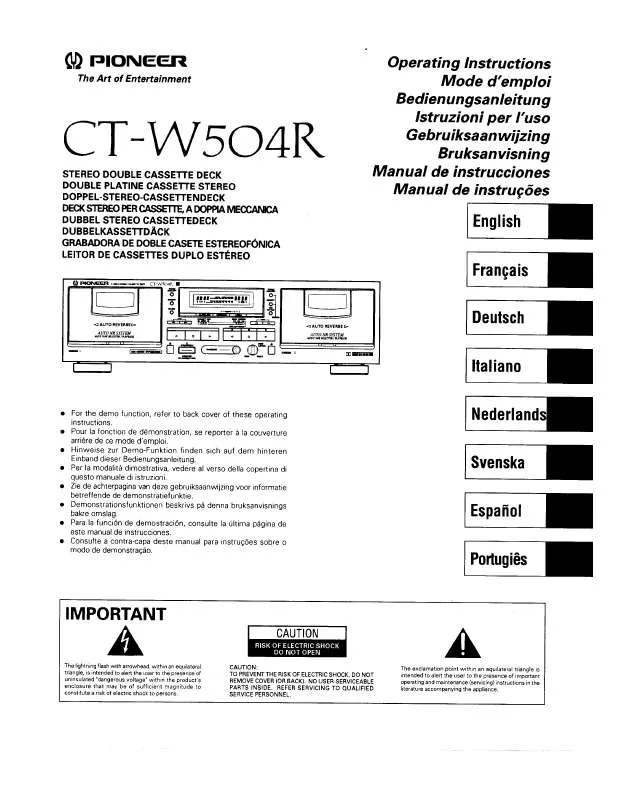 Mode d'emploi PIONEER CT-W504R